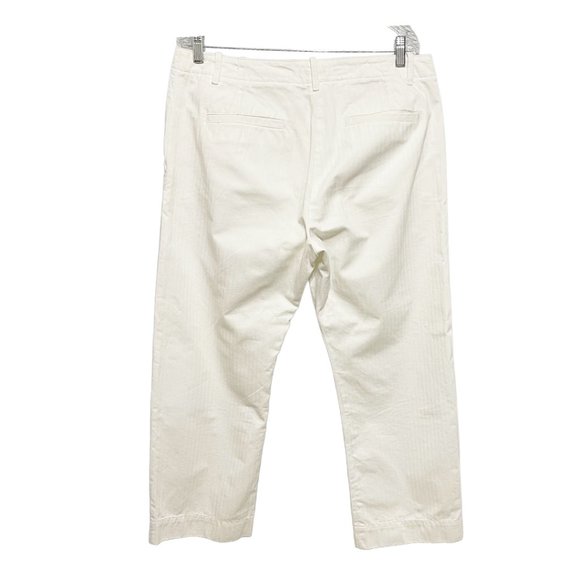 Nili Lotan Size 12 White Wide Leg Striped Cotton Jeans - Picture 3 of 7